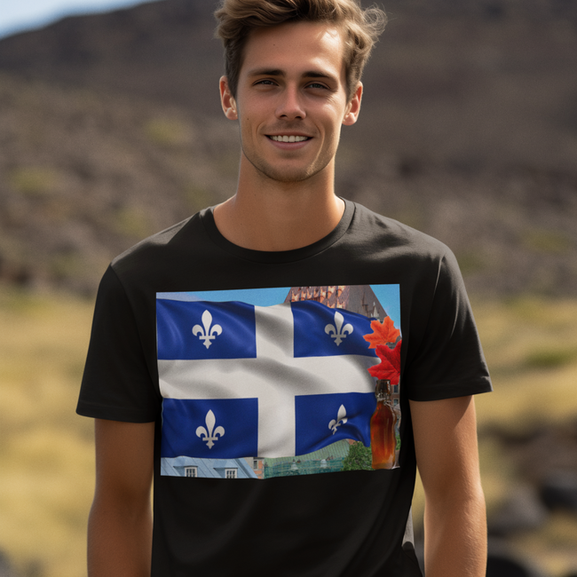 T-Shirt CANADA QUEBEC QC Flag Original Design Unisex Adult Sizes Show Friend Love Fun Gift Beauty Jersey Like Art Fit People Style Work Home