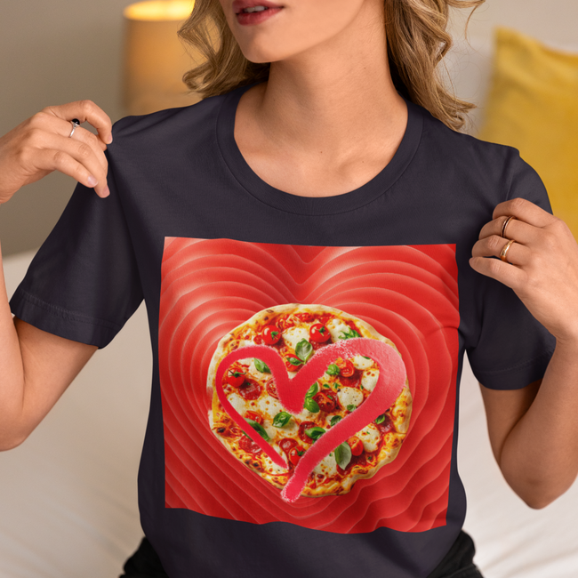 T-Shirt LOVE PIZZA Original Unisex Beauty Art Jersey Short Sleeve Food Snack Restaurant Red Collection Design People Work Party Gift Mother