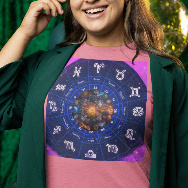 T-Shirt ASTROLOGY Beauty Unisex Design Study Celestial Sun Moon Star Zodiac Sign Planet Bodies Birth Chart Reading Unisex Short Sleeve Tee