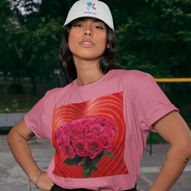 T-Shirt LOVE ROSES BOUQUET Original Unisex Love Beauty Design Art Jersey Short Sleeve Red Flower Style Work Party Gift Mother Girlfriend