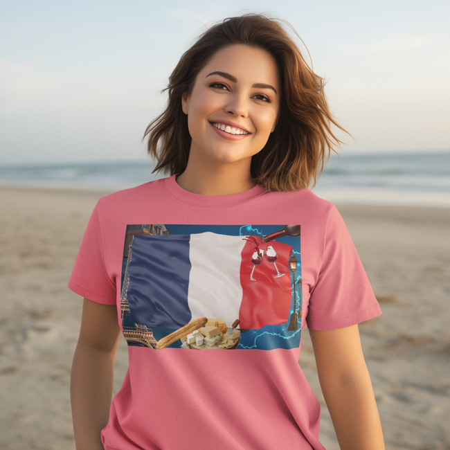 T-Shirt FRANCE FRENCH FLAG Original Design Unisex Adult Sizes Show Friend Love Fun Gift Beauty Jersey Like Art Fit People Style Work Home