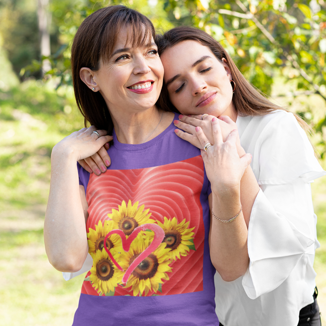 T-Shirt Love SUNFLOWERS Original Flower Design Unisex Adult Sizes Show Mother Love Fun Beauty Jersey Tee Love Art Fit People Work