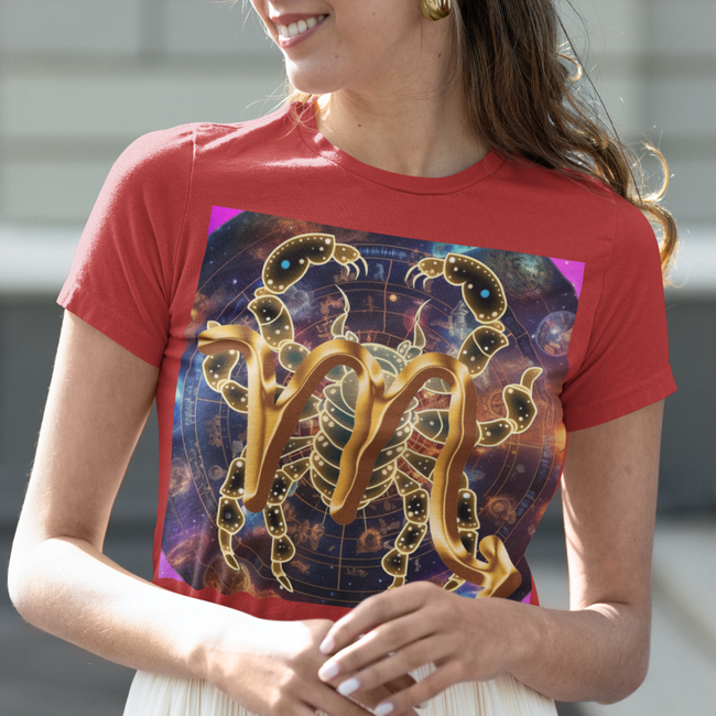 T-Shirt SCORPIO ZODIAC SIGN Astrology Original Unisex Beauty Design Fire Passion Fire Sun Moon Star Planet Bodies Birth Reading Chart Tee