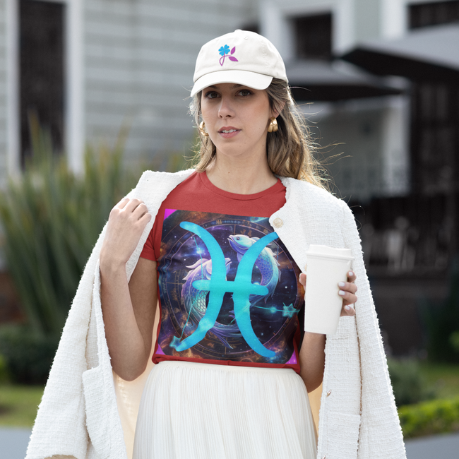 T-Shirt PISCES ZODIAC SIGN Astrology Original Unisex Beauty Design Fire Celestial Energy Passion Sun Moon Star Planet Bodies Birth Reading