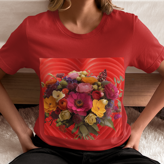 T-Shirt LOVE FLOWERS Original Unisex Love Beauty Art Jersey Short Sleeve Tee Red Rose People Style Work Party Gift Mother Girlfriend Father
