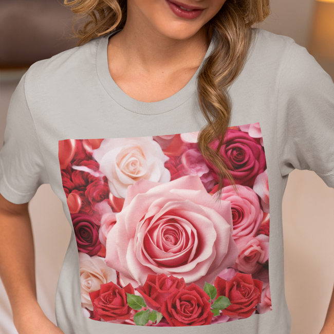 roses on a silver tee