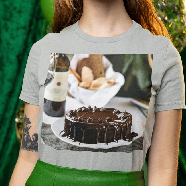 T-Shirt CHOCOLATE CAKE Food Collection Love Unisex Beauty T-shirt Jersey Short Sleeve Tee Art Design Work Party Gift Mother Girlfriend Boyfriend Kid Fun Home