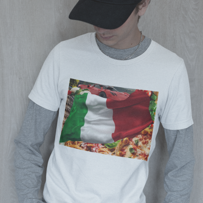 T-Shirt ITALY ITALIAN FLAG Original Design Unisex Adult Sizes Show Friend Fun Gift Beauty Jersey Like Art Fit People Style Work Home Party