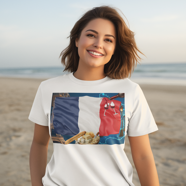T-Shirt FRANCE FRENCH FLAG Original Design Unisex Adult Sizes Show Friend Love Fun Gift Beauty Jersey Like Art Fit People Style Work Home