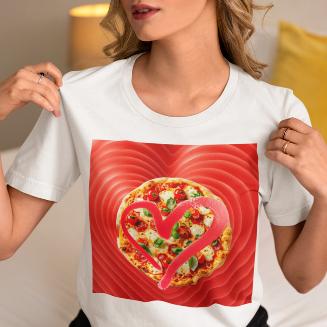 T-Shirt LOVE PIZZA Original Unisex Beauty Art Jersey Short Sleeve Food Snack Restaurant Red Collection Design People Work Party Gift Mother