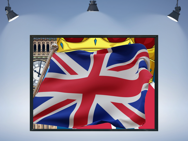 Wall Art UNITED KINGDOM UK Flag  Canvas Print + Frame Painting GW Original Giclee Love Nice Beauty Fun Design Fit Hot House Home Office Gift Ready Hang