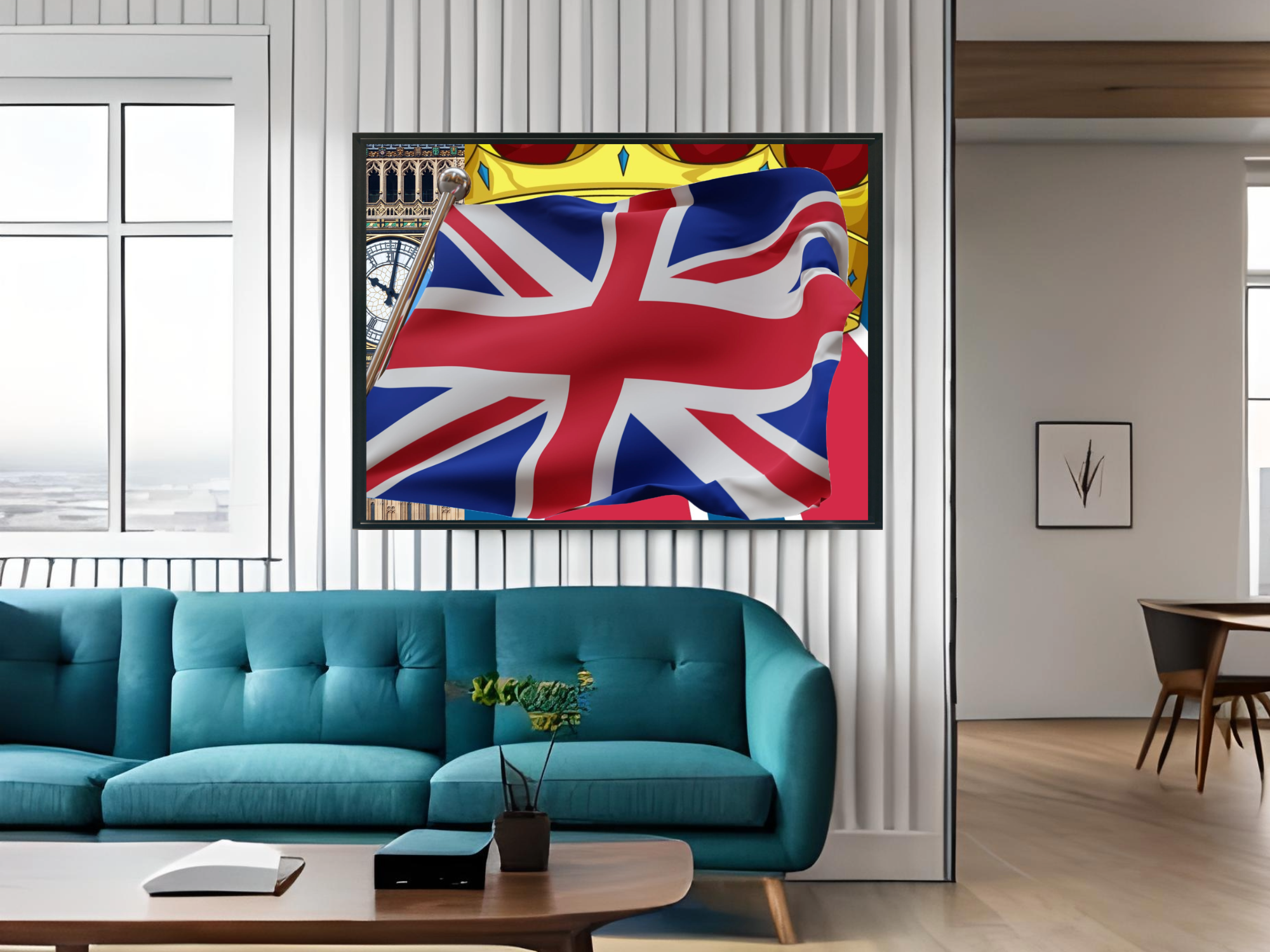 Wall Art UNITED KINGDOM UK Flag  Canvas Print + Frame Painting GW Original Giclee Love Nice Beauty Fun Design Fit Hot House Home Office Gift Ready Hang
