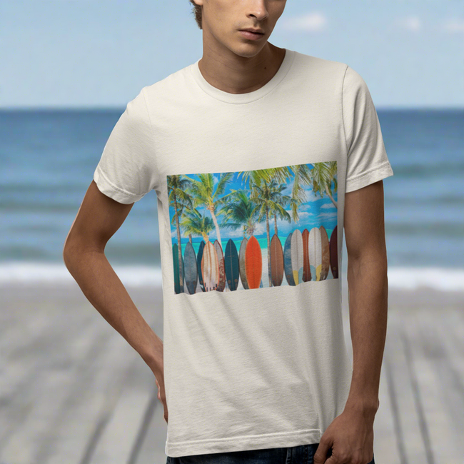 T-Shirt PALM BEACH SURFING Unisex Fun Beauty Art Ocean Water Sun Sand Design Jersey Short Sleeve Style Tee Fit Hot Red Heart for Work Party Gift Happy Mother Girlfriend