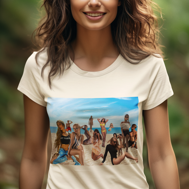 T-Shirt SOUTH BEACH Unisex Fun Beauty Art Ocean Water Sun Sand Design Jersey Short Sleeve Style Tee Fit Hot Heart for Pool Party Gift Happy Boyfriend  Girlfriend