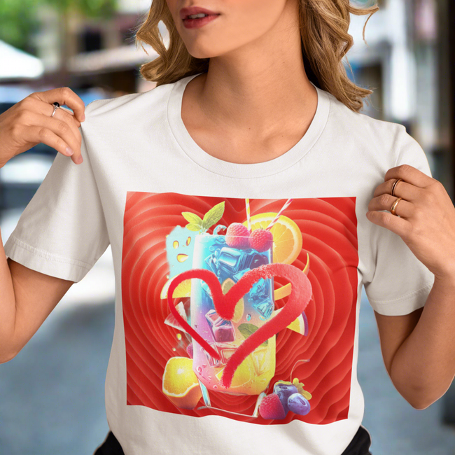 T-Shirt LOVE LEMONADE Unisex Fun Beauty Art Food, Drinks & Wine Design Jersey Short Sleeve Style Tee Fit Hot Heart for Work Party Gift Happy Boyfriend  Girlfriend