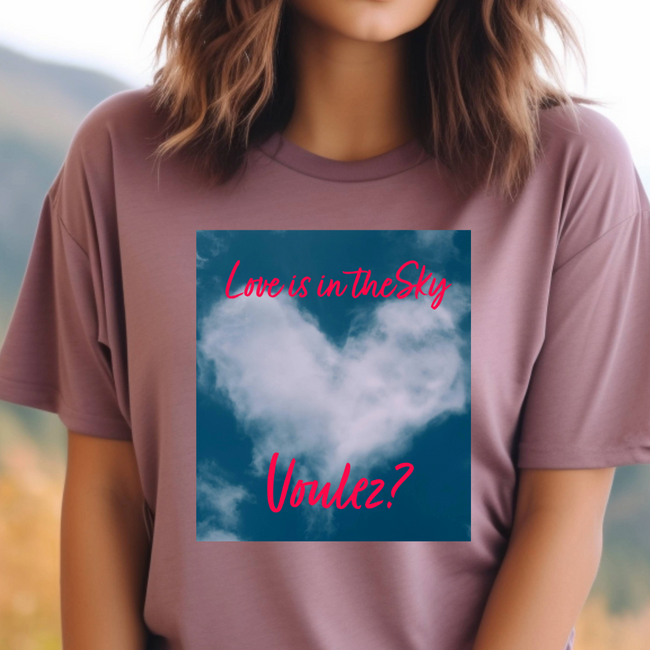 mauve tshirt love in the sky