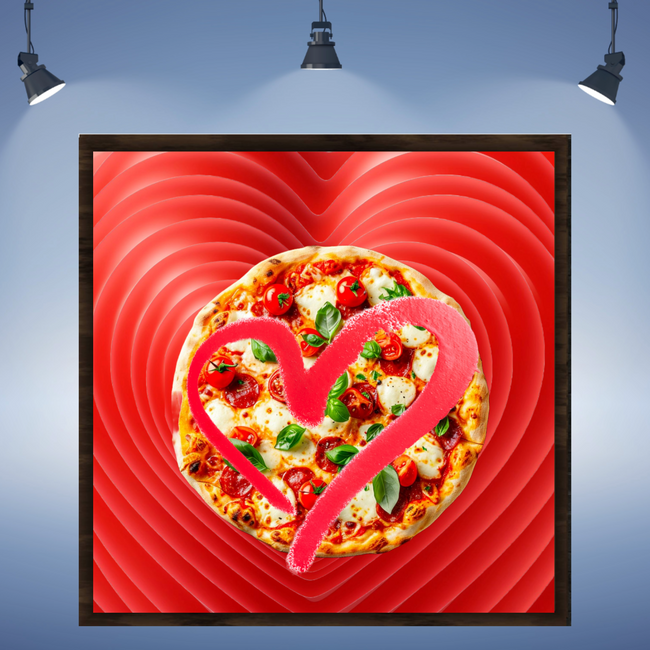 Wall Art LOVE PIZZA Canvas Print Painting Original Giclee + Frame Love Nice Beauty Food Fun Design Fit Hot House Home Office Gift Ready Hang Living