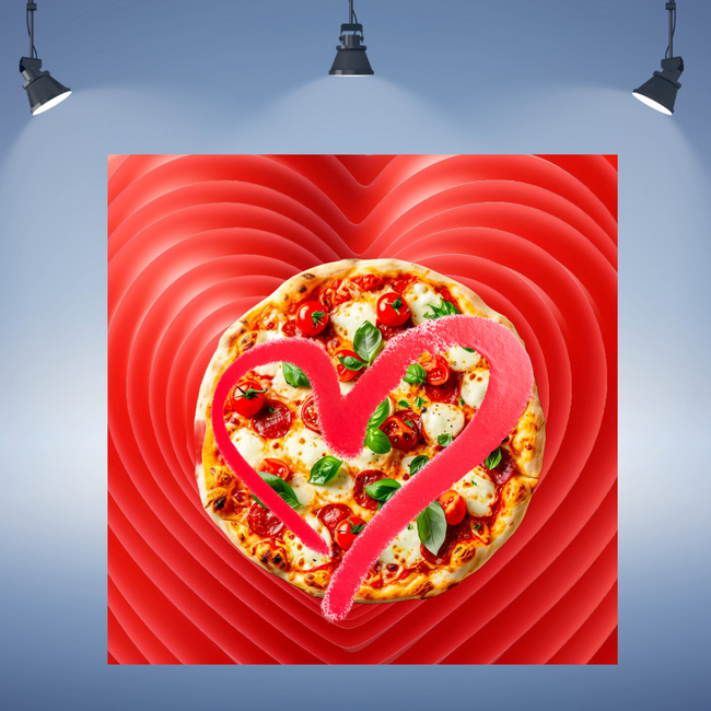 Wall Art LOVE PIZZA Canvas Print Painting Original Giclee GW Nice Beauty Food Fun Design Fit Hot House Home Office Gift Ready Hang Living