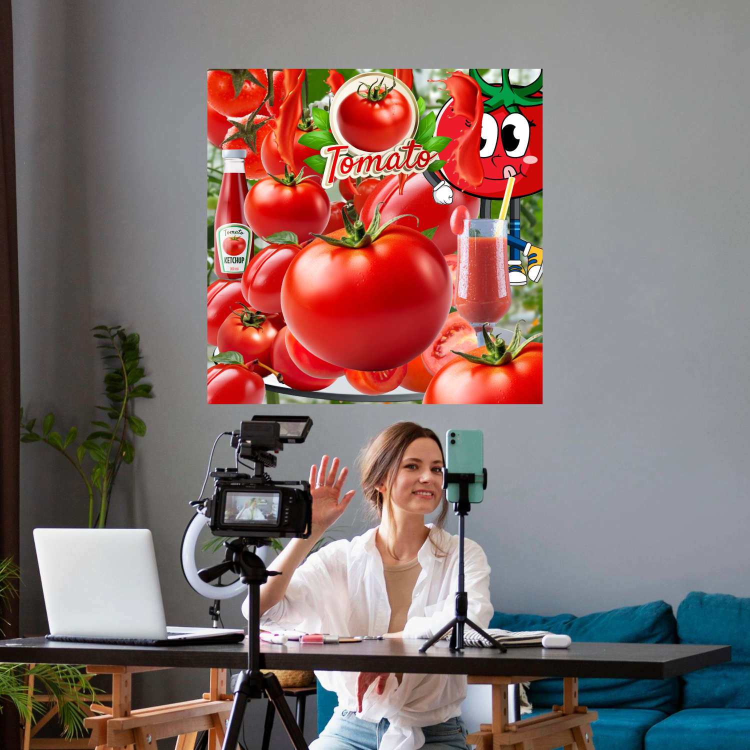 Wall Art TOMATOES Canvas Print Painting Original Giclee 32X32 GW Love Food Nice Beauty Fun Design Fit Hot House Home Office Gift Ready Hang Living