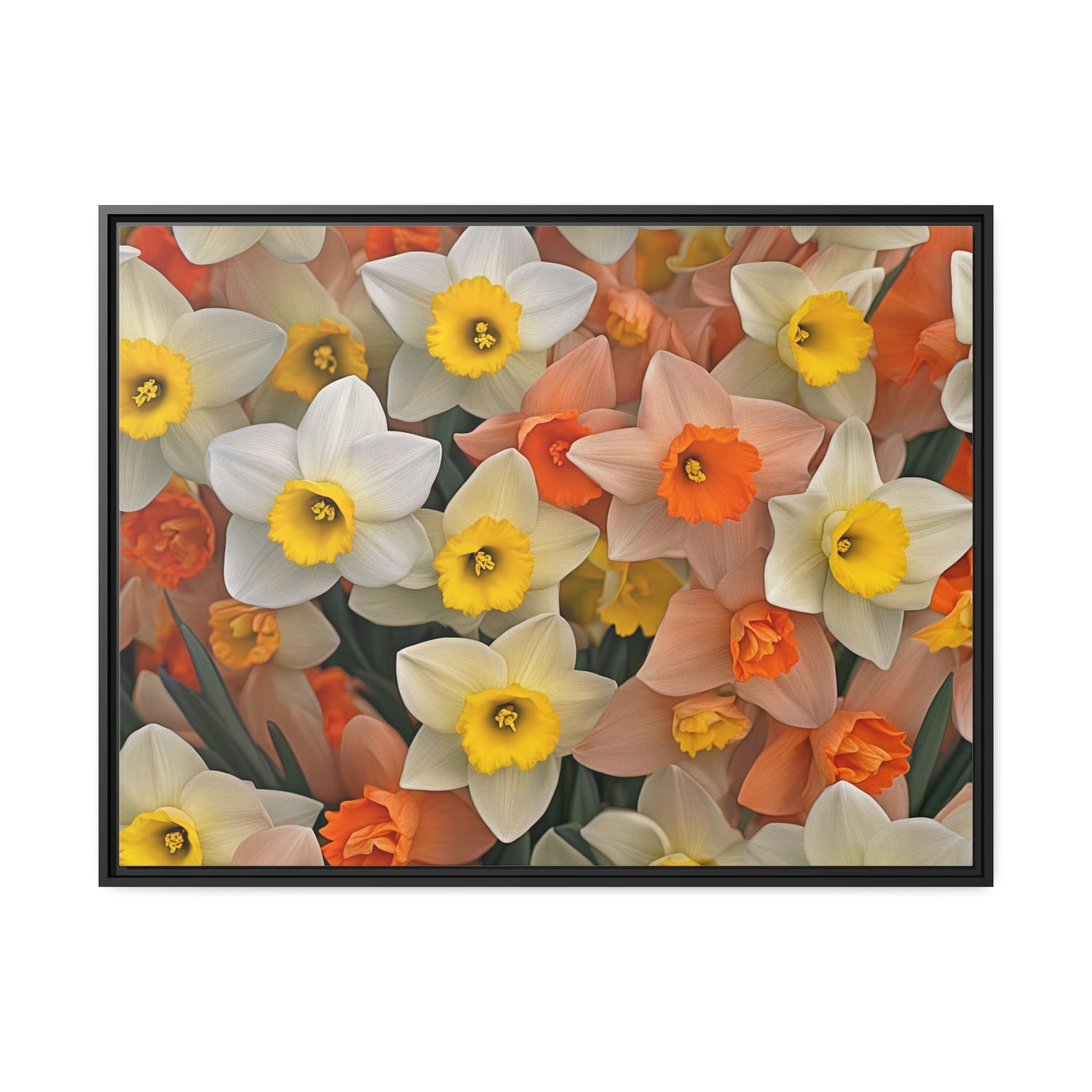 Wall Art DAFFODILS Canvas Print Art Deco Painting Original 40X30 Giclee + Frame Love Flower Minimalist Beauty Fun Design Fit House Office Gift Ready Hang