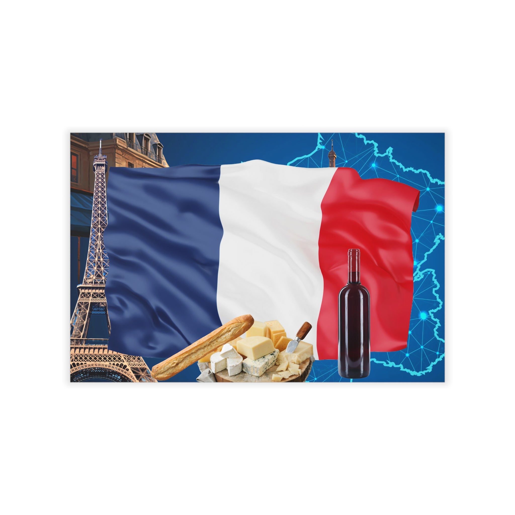 FRENCH FLAG Original Wall Art Decor Flag Collection Peel & Stick Affordable Long Lasting Home Design Gift