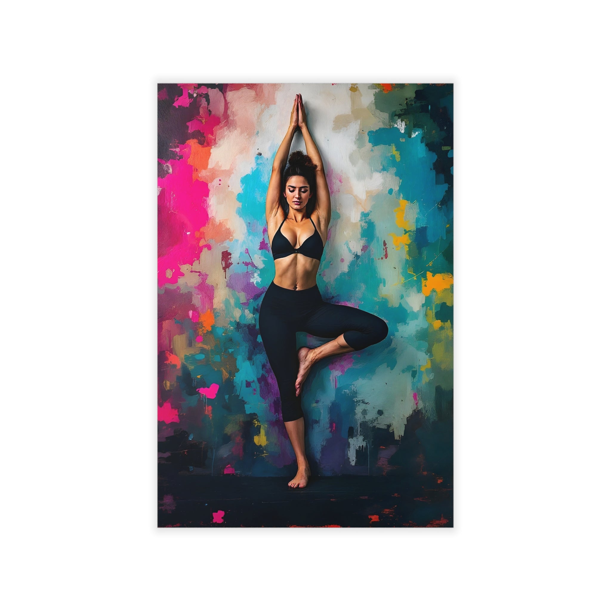 YOGA TREE POSE Wall Art Decor Peel & Stick Removable Repositionable Frameable Home Decor Gift