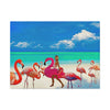 Wall Art Canvas BEACH FLAMINGO Print Painting Original Giclee GW Nice Beauty Ocean Blue Water Sand Fun Design Fit Animal Lover Hot House Home Living Office Gift Ready to Hang