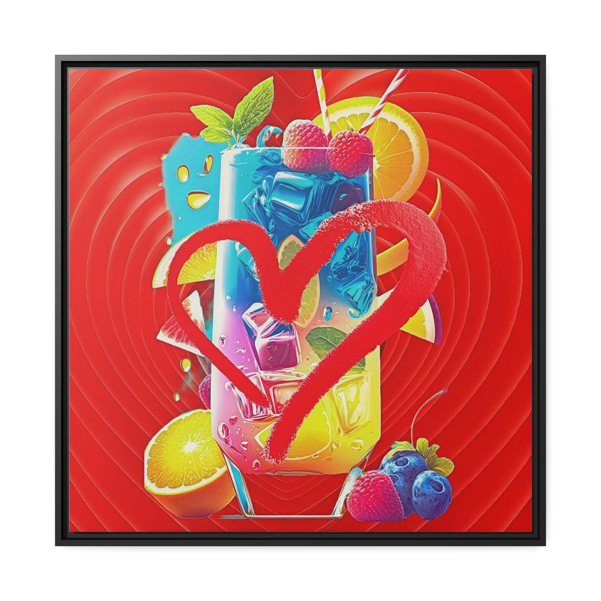 Wall Art LOVE LEMONADE Painting Original Giclee Print Canvas 40X30 + Frame Nice Food, Wine & Drinks Beauty Fun Design Fit Hot House Home Living Gift Ready to Hang