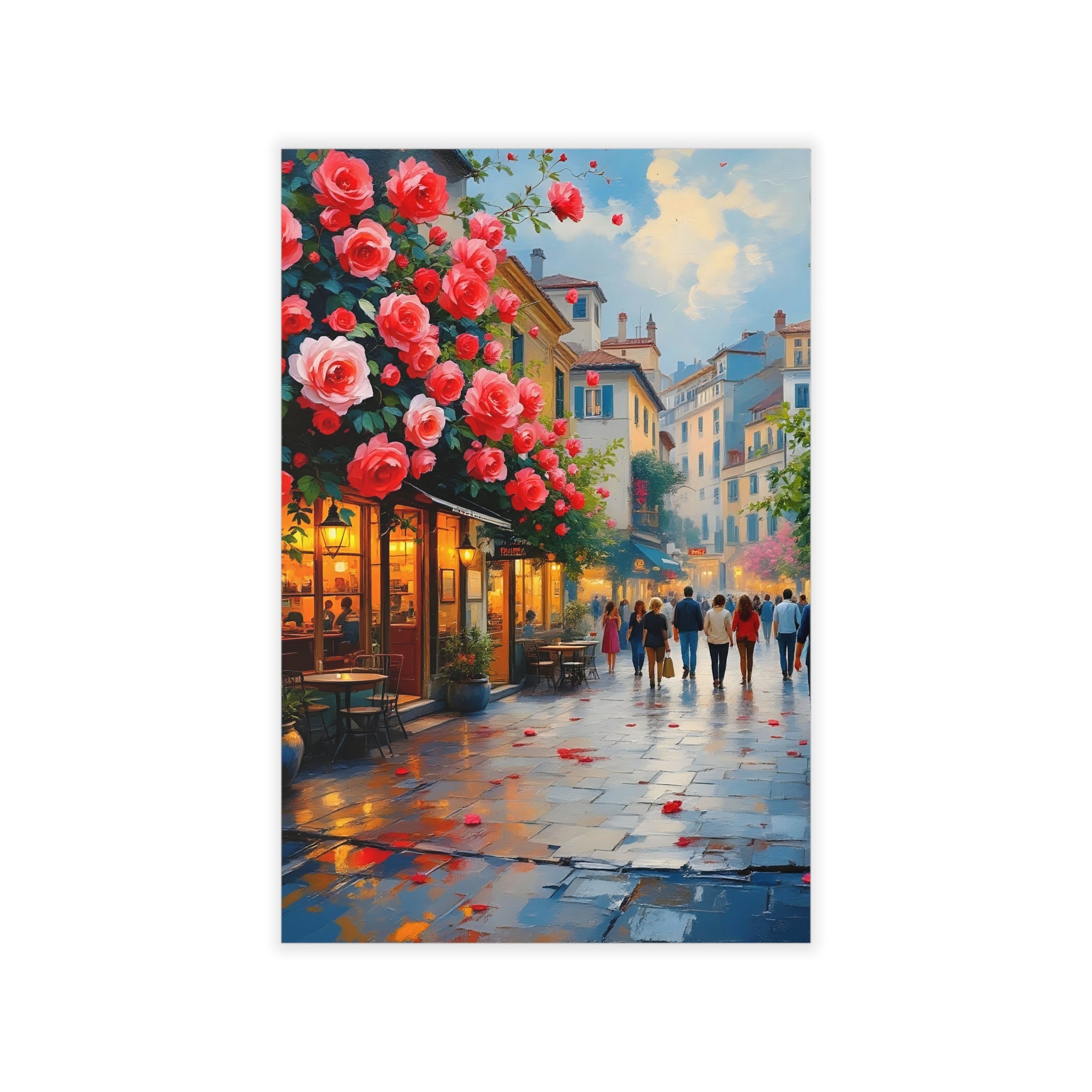 CAFES ON ROSES STREET Wall Art Decor Peel & Stick Self-Adhesive Removable Repositionable  Frameable Home Decor Gift