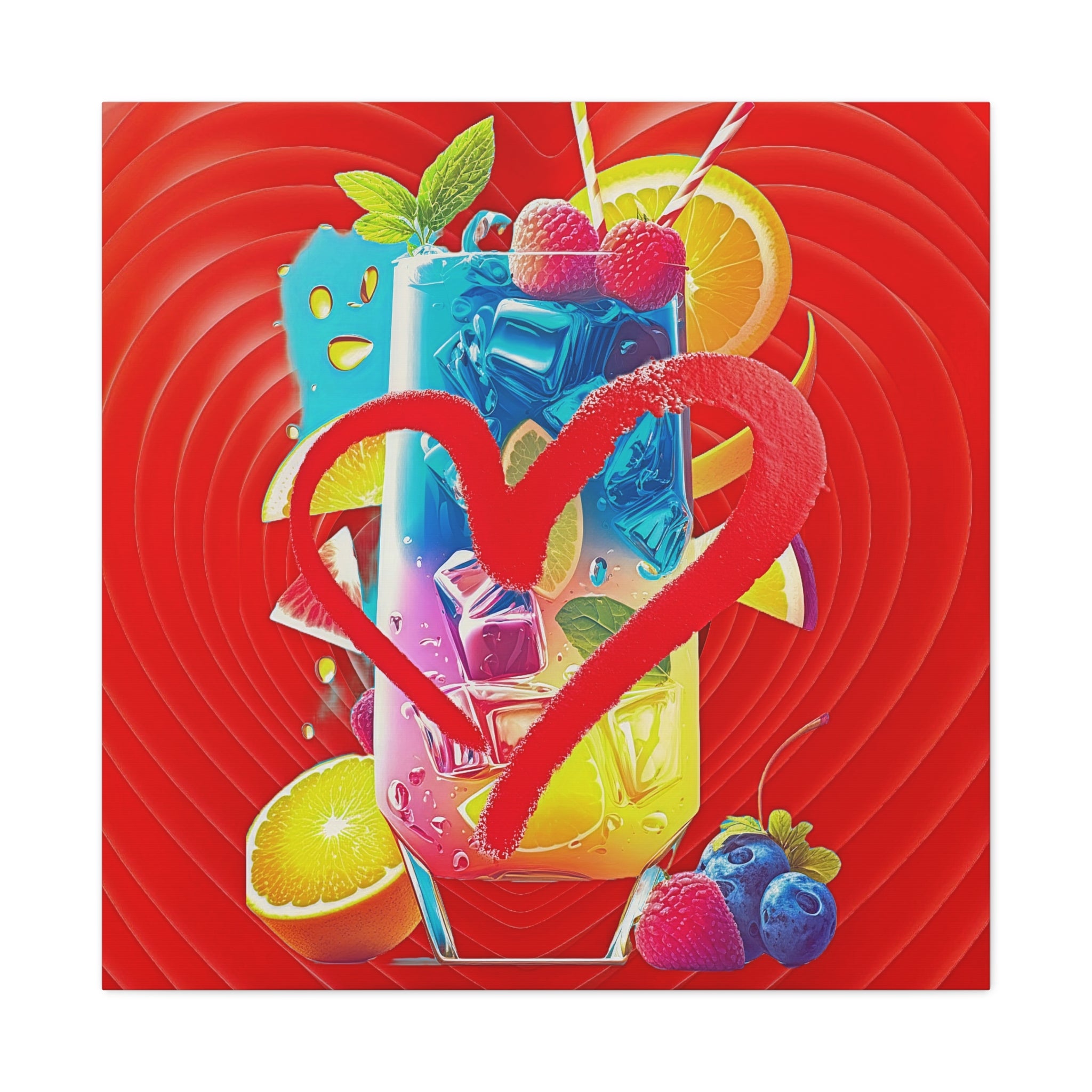 Wall Art LOVE LEMONADE Canvas Print Painting Original Giclee 40X30 GW Nice Beauty Food, Wine & Drinks Design Fit Red Hot House Home Living Office Gift Ready to Hang