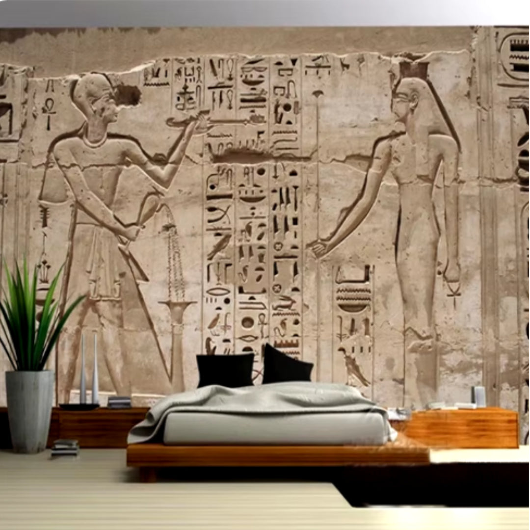 Ancient Egypt Pharaoh Stone Carving  #24 | Wallcovering Home Decor | 9+ Sizes | 7 Materials