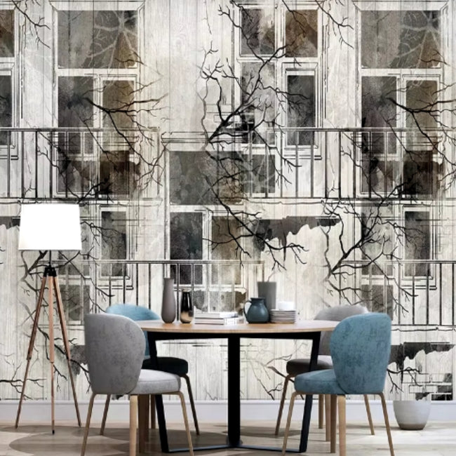 B &W Building Mural Wallcovering #32 | 9+ Sizes | 7 Materials