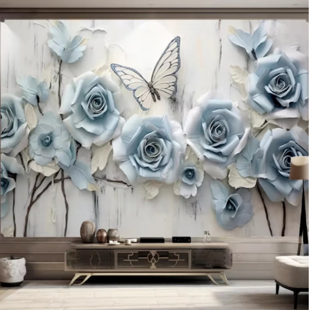 Blue Roses Artistic Mural Wallcovering #43 | Modern 3D | 9+ Sizes | 7 Materials (Copy)