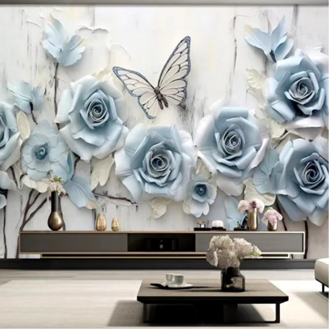 Blue Roses Artistic Mural Wallcovering #43 | Modern 3D | 9+ Sizes | 7 Materials (Copy)