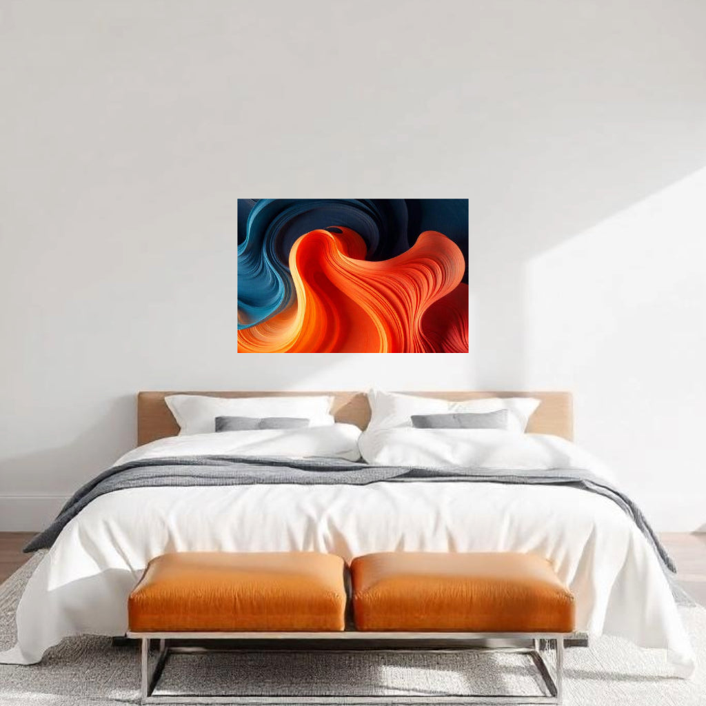 BLUE ORANGE Abstract Wall Art Decal - Peel & Stick, Removable, Repositionable