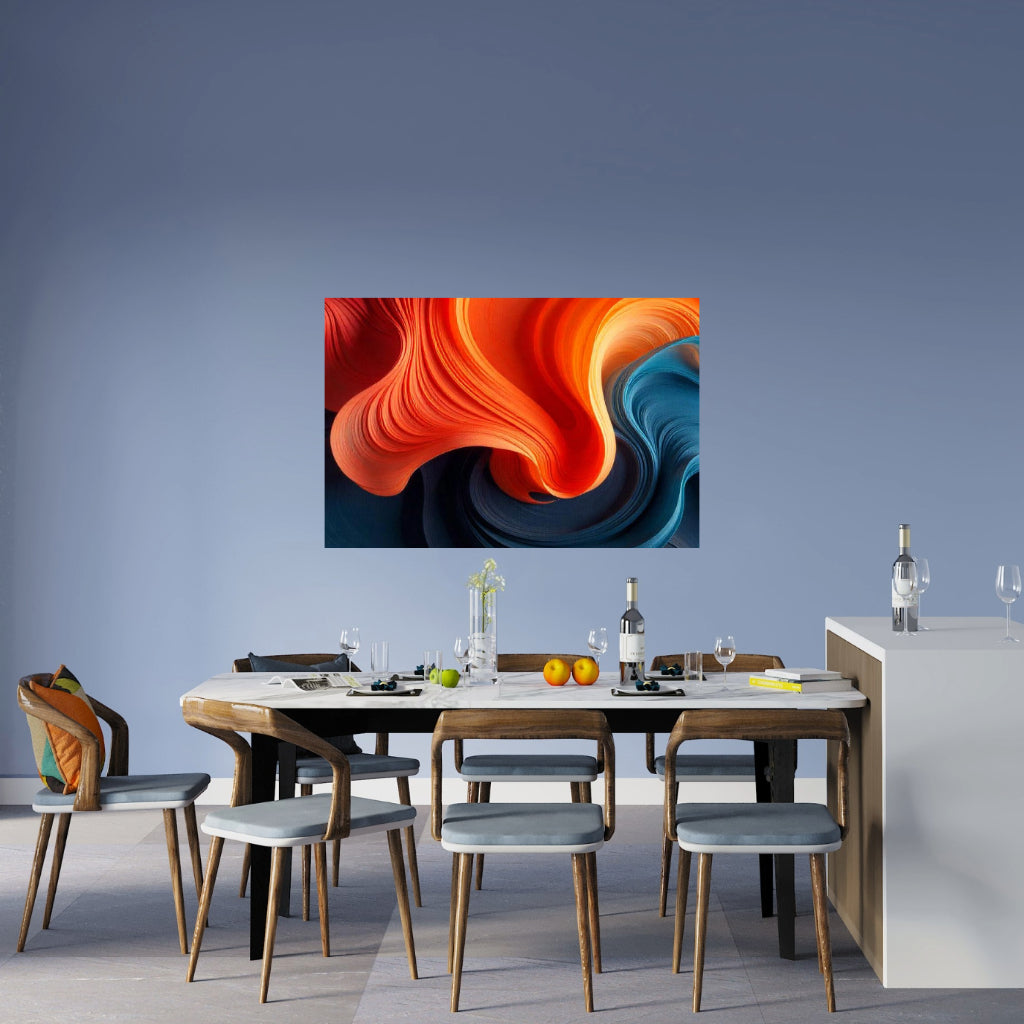 BLUE ORANGE Abstract Wall Art Decal - Peel & Stick, Removable, Repositionable