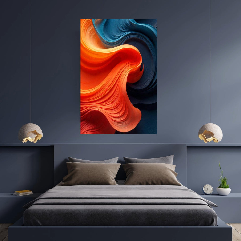 BLUE ORANGE Abstract Wall Art Decal - Peel & Stick, Removable, Repositionable