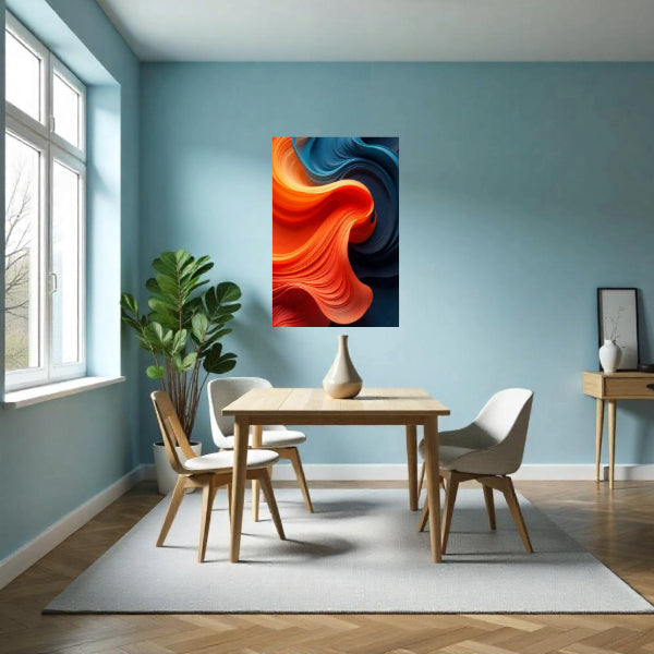 BLUE ORANGE Abstract Wall Art Decal - Peel & Stick, Removable, Repositionable