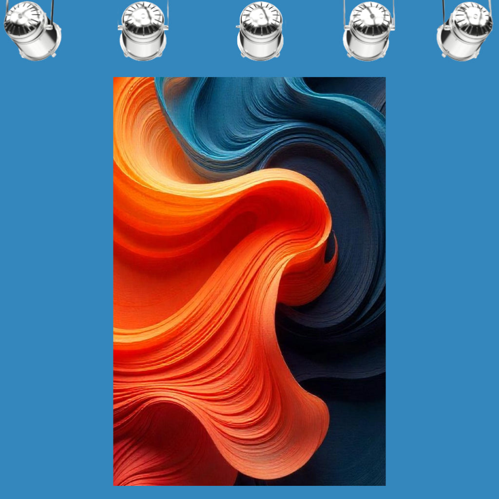 BLUE ORANGE Abstract Wall Art Decal - Peel & Stick, Removable, Repositionable