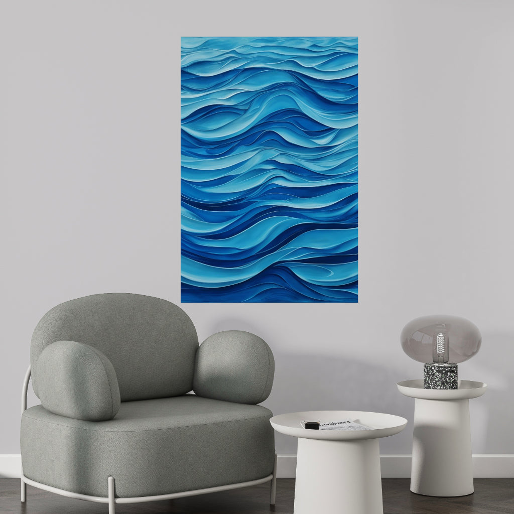 BLUE WAVES Abstract Wall Art Decal - Peel & Stick, Removable, Repositionable – Affordable Home Decor Gift