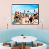 Wall Art Canvas SOUTH BEACH Painting Original Giclee Print Framed Nice Blue Ocean Water Sand Beauty Fun Miami Models Design Fit Hot House Home Living Gift Ready to Hang
