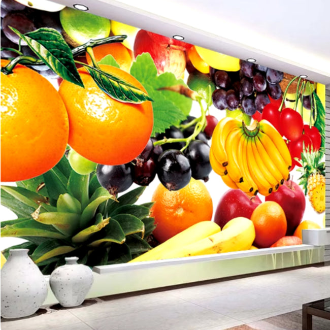 FRUITS Mural Wallcovering #33 | Modern 3D | 9+ Sizes | 7 Materials