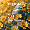 GOLD FLOWERS CAUCASIAN WOMAN Original Wall Art Decor Flower Portrait Collection Beauty Design Home Affordable Long-Lasting Gift