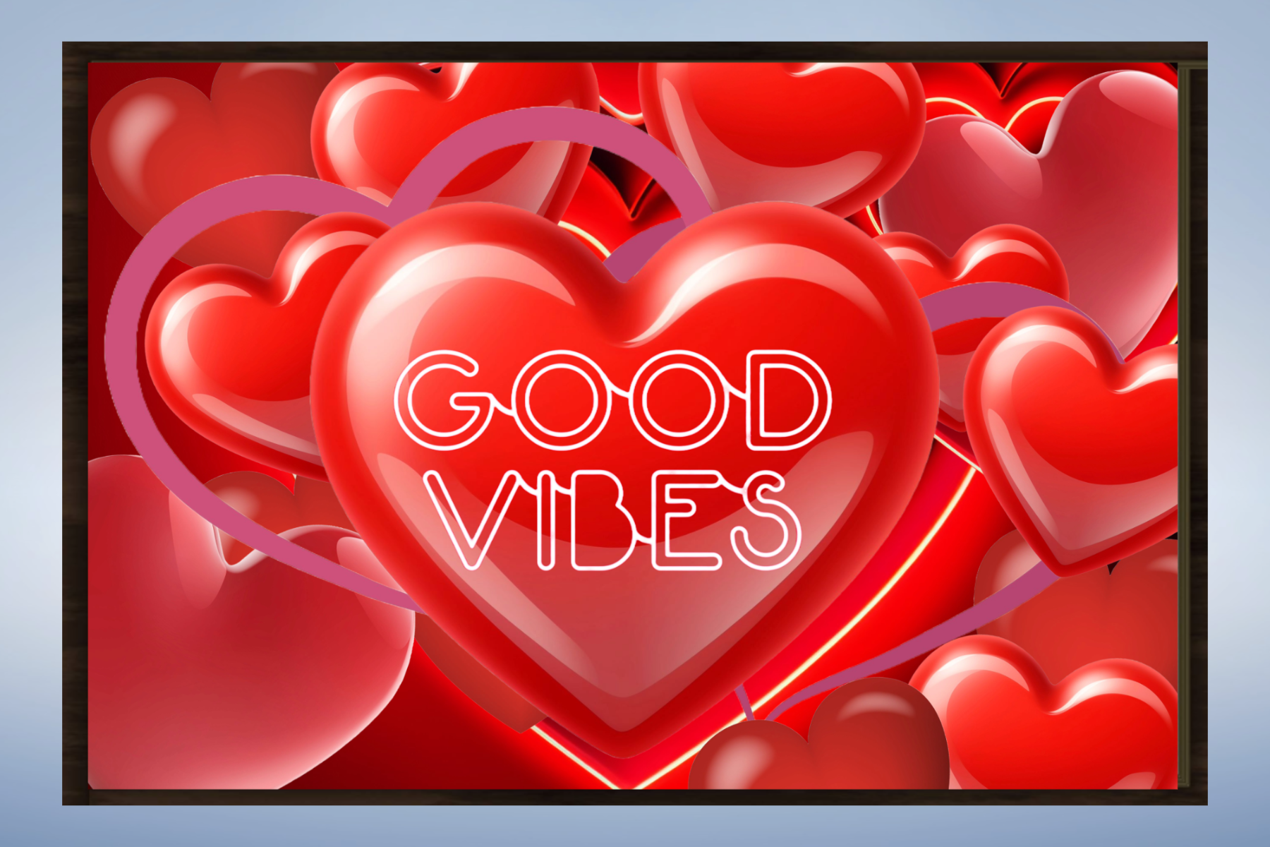 Wall Art Canvas GOOD VIBES Print Painting Original Giclee + Frame Love Nice Heart Beauty Fun Design Fit Hot House Home Office Gift Ready Hang Living