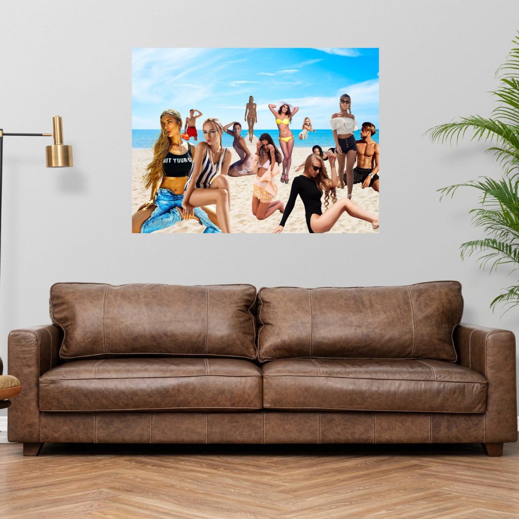 Wall Art SOUTH BEACH Canvas Print Painting Original Giclee GW Nice Beauty Ocean Blue Water Sand Fun Miami Models Design Fit Red Hot House Home Living Gift Ready to Hang
