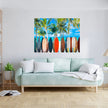 Wall Art PALM BEACH SURFING Canvas Print Painting Original Giclee GW Nice Beauty Ocean Blue Water Sand Fun Design Fit Red Hot House Home Living Office Gift Ready to Hang