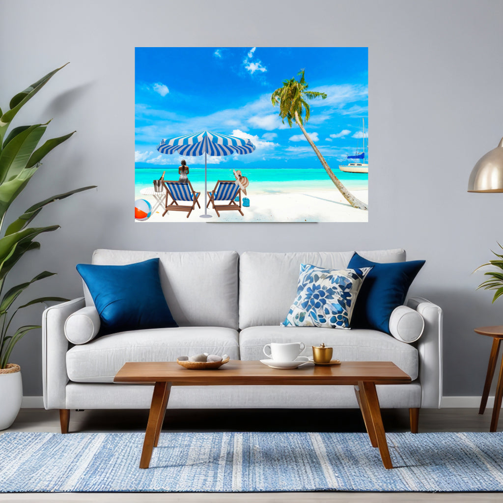 Wall Art Canvas BEACH WAITING FOR YOU Print Painting Original Giclee GW Nice Beauty Fun Design Fit Red Hot House Home Living Office Gift Ready to Hang