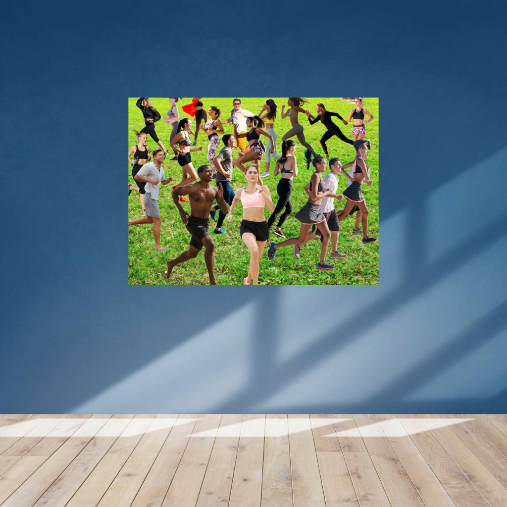 Wall Art Canvas PARK RUNNERS Sport Print Painting Original Giclee GW Nice Beauty Green Collection Design Fit Hot House Home Living Gift Ready to Hang