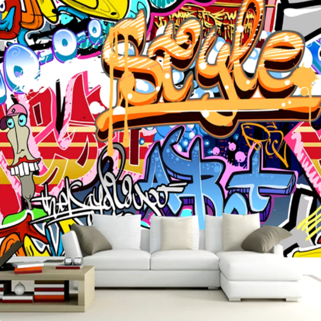 Abstract Graffiti Wallcovering #23 | Modern 3D | 9+ Sizes | 7 Materials