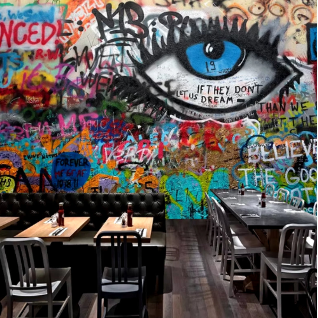 Graffiti Eyes Art Mural #45 | 3D Home Wall Decor |  9+ Sizes | 7 Materials